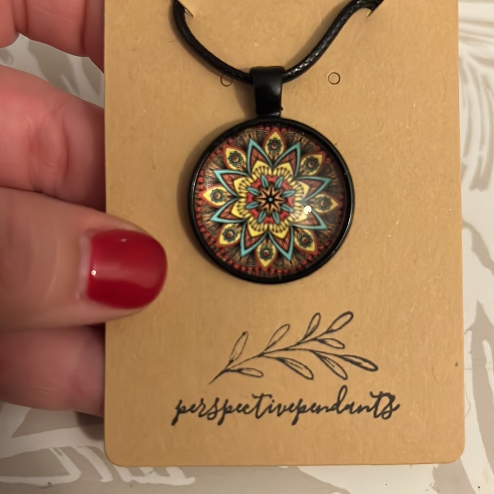 Handmade Mandala Cabochon Pendant Necklace